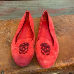Alexander McQueen Red Skull Flats